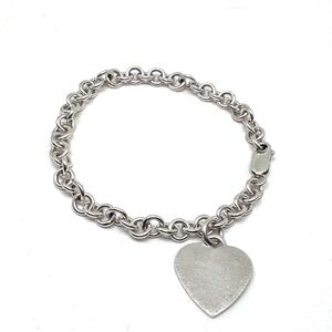 Marsala Sterling Silver Heart Charm Link Bracelet